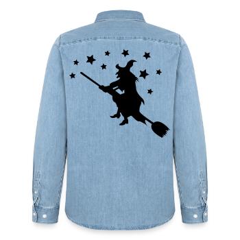 Hexe - Männer Jeanshemd Organic von Stanley/Stella - verwaschenes Hellblau - Hinten - AI Model Male 185 light (185cm)