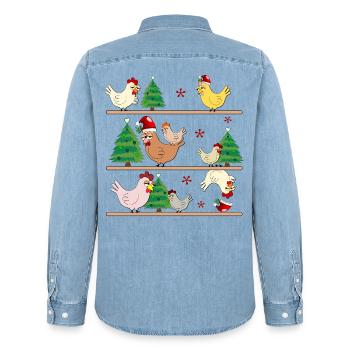 Weihnachten Hühnerstall Hühner - Männer Jeanshemd Organic von Stanley/Stella - verwaschenes Hellblau - Hinten - AI Model Male 185 light (185cm)