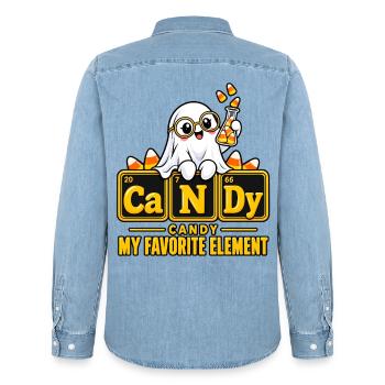 Geister Candy Elemente Design - Männer Jeanshemd Organic von Stanley/Stella - verwaschenes Hellblau - Hinten - AI Model Male 185 light (185cm)