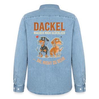 Dackel Machen Mich Glücklich Du Nicht So Sehr - Männer Jeanshemd Organic von Stanley/Stella - verwaschenes Hellblau - Hinten - AI Model Male 185 light (185cm)