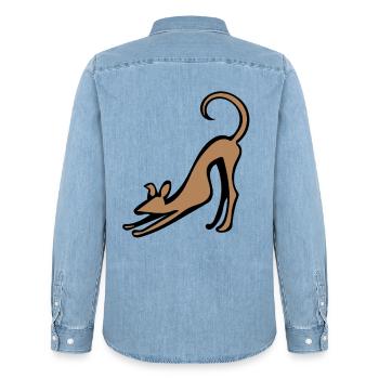 Katzenstrecken-Silhouette - Männer Jeanshemd Organic von Stanley/Stella - verwaschenes Hellblau - Hinten - AI Model Male 185 light (185cm)