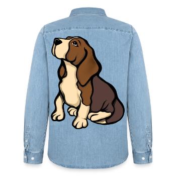 Beagle-Porträt in warmen Tönen - Männer Jeanshemd Organic von Stanley/Stella - verwaschenes Hellblau - Hinten - AI Model Male 185 light (185cm)