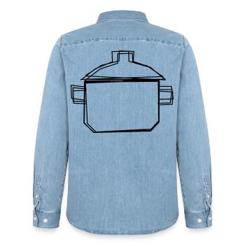 Kochtopf handgezeichnet - Männer Jeanshemd Organic von Stanley/Stella - verwaschenes Hellblau - Hinten - AI Model Male 185 light (185cm)