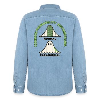 Normal oder paranormal - Männer Jeanshemd Organic von Stanley/Stella - verwaschenes Hellblau - Hinten - AI Model Male 185 light (185cm)