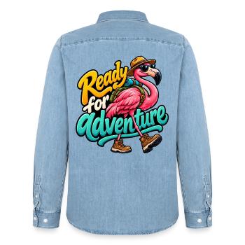 Flamingo - Männer Jeanshemd Organic von Stanley/Stella - verwaschenes Hellblau - Hinten - AI Model Male 185 light (185cm)