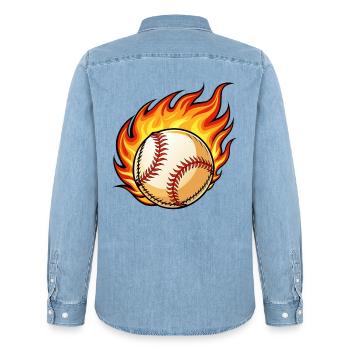 Flaming BaseBall - Männer Jeanshemd Organic von Stanley/Stella - verwaschenes Hellblau - Hinten - AI Model Male 185 light (185cm)