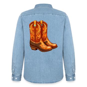 Cowgirl-Stiefel - Männer Jeanshemd Organic von Stanley/Stella - verwaschenes Hellblau - Hinten - AI Model Male 185 light (185cm)