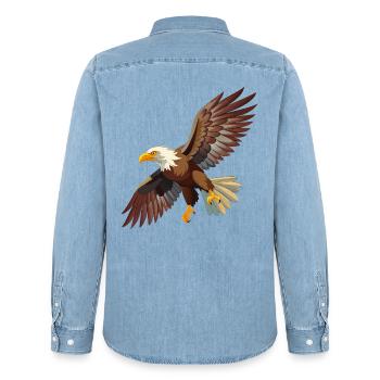 Fliegender Weißkopfseeadler - Männer Jeanshemd Organic von Stanley/Stella - verwaschenes Hellblau - Hinten - AI Model Male 185 light (185cm)