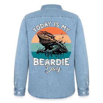 Bartagame - Männer Jeanshemd Organic von Stanley/Stella - verwaschenes Hellblau - Hinten - AI Model Male 185 light (185cm)