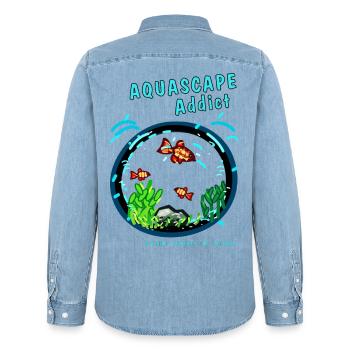AQUASCAPE Addict - Männer Jeanshemd Organic von Stanley/Stella - verwaschenes Hellblau - Hinten - AI Model Male 185 light (185cm)
