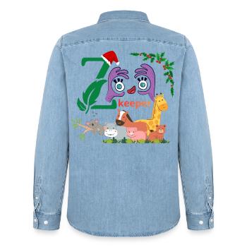 lustiger Tierpfleger - Männer Jeanshemd Organic von Stanley/Stella - verwaschenes Hellblau - Hinten - AI Model Male 185 light (185cm)