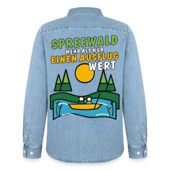 SPREEWALD AUSFLUG - Männer Jeanshemd Organic von Stanley/Stella - verwaschenes Hellblau - Hinten - AI Model Male 185 light (185cm)