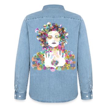 Nina - Männer Jeanshemd Organic von Stanley/Stella - verwaschenes Hellblau - Hinten - AI Model Male 185 light (185cm)
