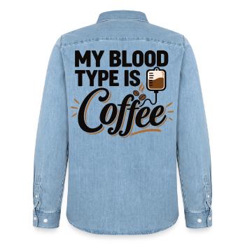 Kaffeeliebhaber, Espresso-Liebhaber, Koffein-Enthusiast - Männer Jeanshemd Organic von Stanley/Stella - verwaschenes Hellblau - Hinten - AI Model Male 185 light (185cm)