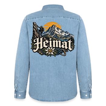 Bergsteiger - Männer Jeanshemd Organic von Stanley/Stella - verwaschenes Hellblau - Hinten - AI Model Male 185 light (185cm)