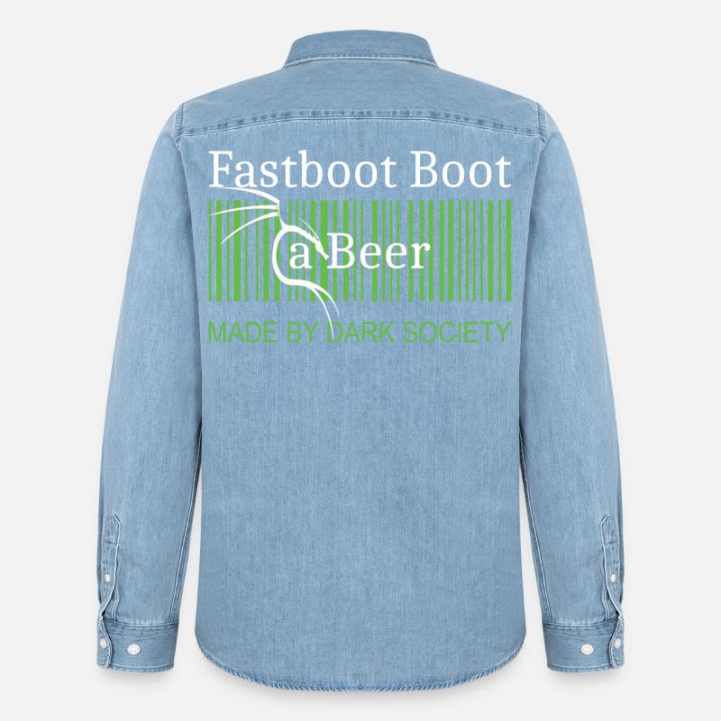 Fastboot Boot a Beer - Männer Jeanshemd Organic von Stanley/Stella - verwaschenes Hellblau