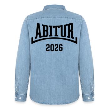Abitur 2026 (Abiturient / Abi 26 / Konkav / B) - Männer Jeanshemd Organic von Stanley/Stella - verwaschenes Hellblau - Hinten - AI Model Male 185 light (185cm)