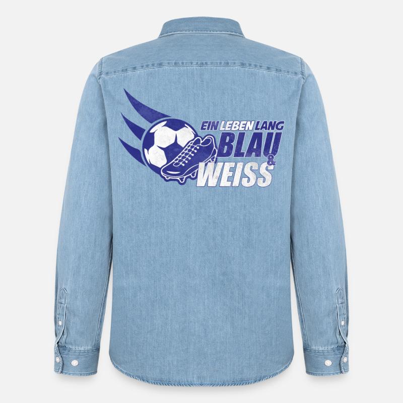 Blau & Weiss ein Leben Lang Geschenkidee - Männer Jeanshemd Organic von Stanley/Stella - verwaschenes Hellblau
