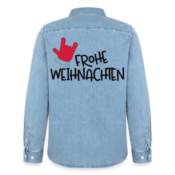 Merry Christmas - Men’s Organic Denim Shirt by Stanley/Stella - light wash - Back - AI Model Male 185 light (185cm)