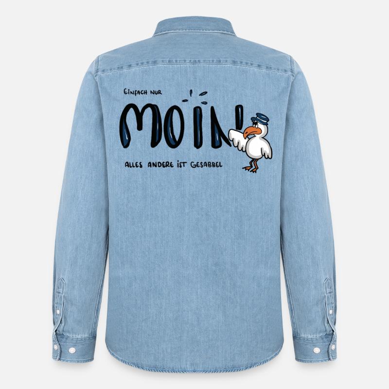 Moin Küstenseemöwe im Sailor-Style - Männer Jeanshemd Organic von Stanley/Stella - verwaschenes Hellblau