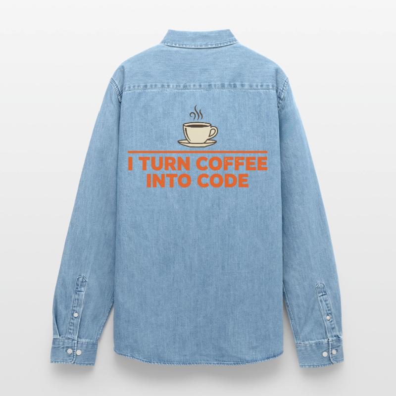 I Turn Coffee Into Code – Programmierer Retro Männer Jeanshemd Organic von Stanley/Stella