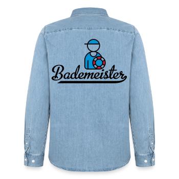 Lustige Geschenke für Bademeister - Männer Jeanshemd Organic von Stanley/Stella - verwaschenes Hellblau - Hinten - AI Model Male 185 light (185cm)