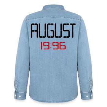 August 1996 - 30. Geburtstag - Männer Jeanshemd Organic von Stanley/Stella - verwaschenes Hellblau - Hinten - AI Model Male 185 light (185cm)