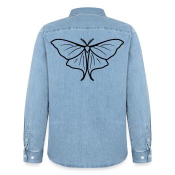 Moon Butterfly - Männer Jeanshemd Organic von Stanley/Stella - verwaschenes Hellblau - Hinten - AI Model Male 185 light (185cm)