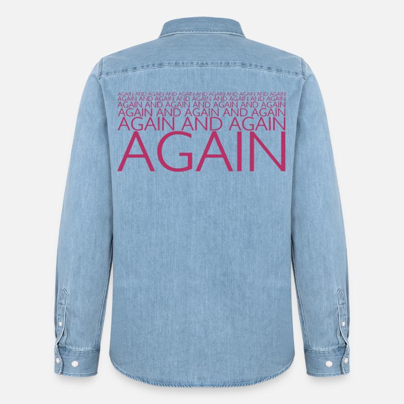 AGAIN AND AGAIN - Camicia in denim uomo bio di Stanley/Stella - azzurro chiaro slavato