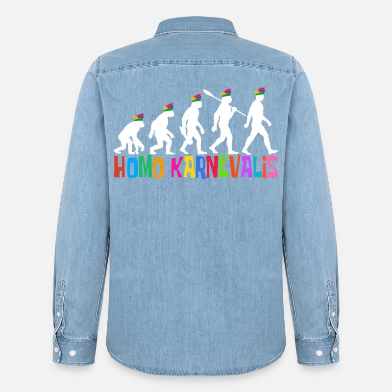 Homo Karnevalis | Evolution der Narren, Fastnacht - Männer Jeanshemd Organic von Stanley/Stella - verwaschenes Hellblau