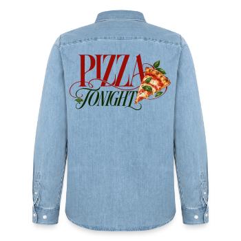 Pizza Tonight Pizza Slice - Männer Jeanshemd Organic von Stanley/Stella - verwaschenes Hellblau - Hinten - AI Model Male 185 light (185cm)