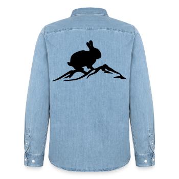 Bunny on mountain - Men’s Organic Denim Shirt by Stanley/Stella - light wash - Back - AI Model Male 185 light (185cm)