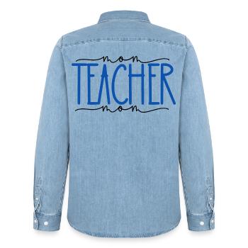 Lehrer stolze Mama süßes Geschenk - Männer Jeanshemd Organic von Stanley/Stella - verwaschenes Hellblau - Hinten - AI Model Male 185 light (185cm)