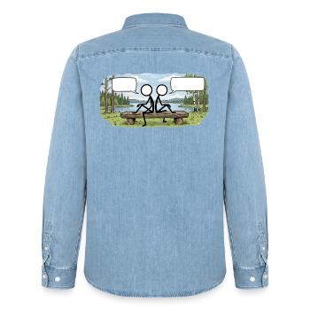 Savo Guys Duo 1 By Nature - Männer Jeanshemd Organic von Stanley/Stella - verwaschenes Hellblau - Hinten - AI Model Male 185 light (185cm)