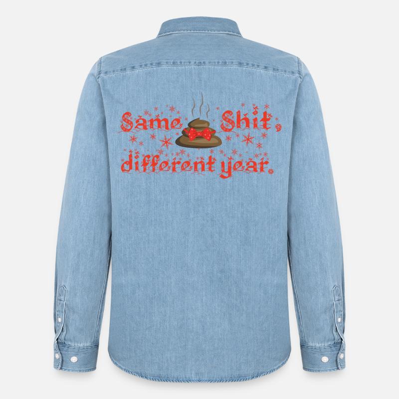 Same Shit - different year, ugly christmas - Männer Jeanshemd Organic von Stanley/Stella - verwaschenes Hellblau