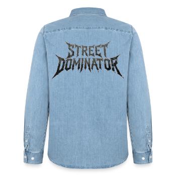 Street Dominator Performance Tuning Style - Men’s Organic Denim Shirt by Stanley/Stella - light wash - Back - AI Model Male 185 light (185cm)