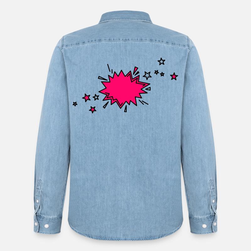 Comic Element in schwarz und pink - Männer Jeanshemd Organic von Stanley/Stella - verwaschenes Hellblau
