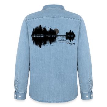 1972 Gitarre Natur Musik 54. Geburtstag - Männer Jeanshemd Organic von Stanley/Stella - verwaschenes Hellblau - Hinten - AI Model Male 185 light (185cm)