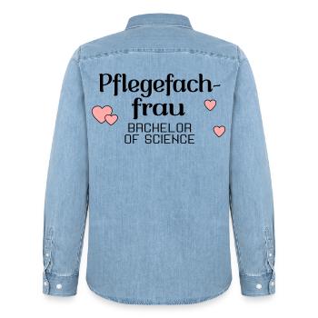 Licence en soins infirmiers - Diplôme en soins infirmiers - Chemise en denim homme bio Stanley/Stella - bleu clair délavé - Dos - AI Model Male 185 light (185cm)