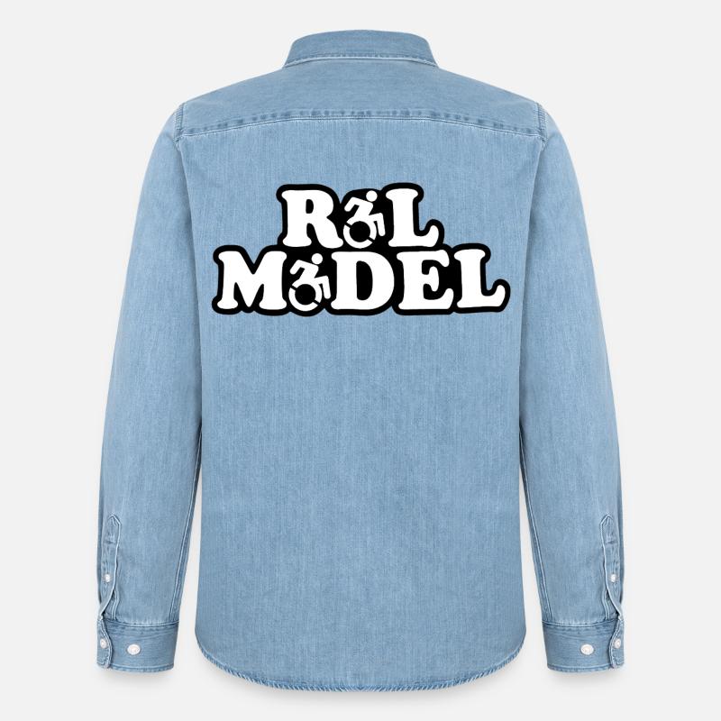 Jeder Rollstuhlnutzer ist ein Vorbild # - Männer Jeanshemd Organic von Stanley/Stella - verwaschenes Hellblau