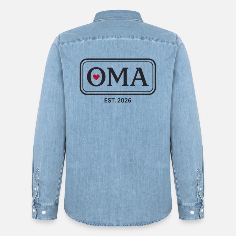 OMA EST. 2026 Stolze Großmutter Ankündigung - Männer Jeanshemd Organic von Stanley/Stella - verwaschenes Hellblau