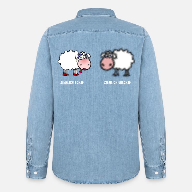 Pecore / Pecore | Gioco di parole - Camicia in denim uomo bio di Stanley/Stella - azzurro chiaro slavato