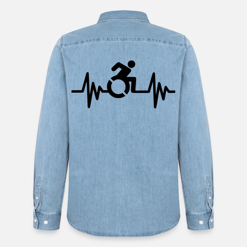 Bild Rollstuhlsymbol mit Herzfrequenz * - Männer Jeanshemd Organic von Stanley/Stella - verwaschenes Hellblau