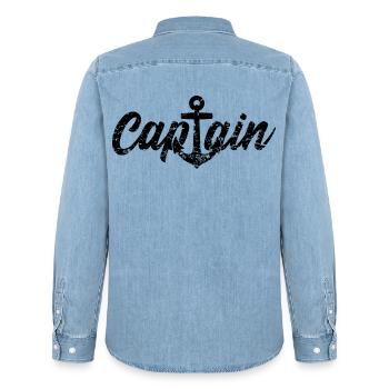 CAPTAIN KAPITÄN - Men’s Organic Denim Shirt by Stanley/Stella - light wash - Back - AI Model Male 185 light (185cm)