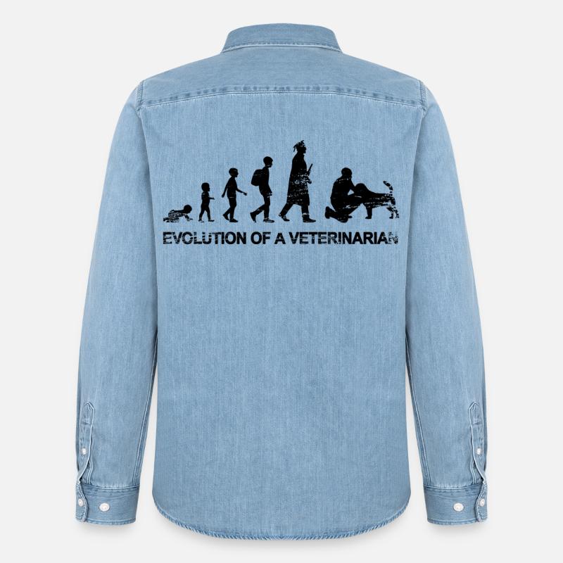 Evolution eines Tierarztes - Männer Jeanshemd Organic von Stanley/Stella - verwaschenes Hellblau