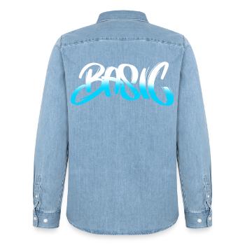 BASIC Graffiti Gradient - Männer Jeanshemd Organic von Stanley/Stella - verwaschenes Hellblau - Hinten - AI Model Male 185 light (185cm)