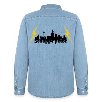 Schoppe petze ffm skyline - Männer Jeanshemd Organic von Stanley/Stella - verwaschenes Hellblau - Hinten - AI Model Male 185 light (185cm)