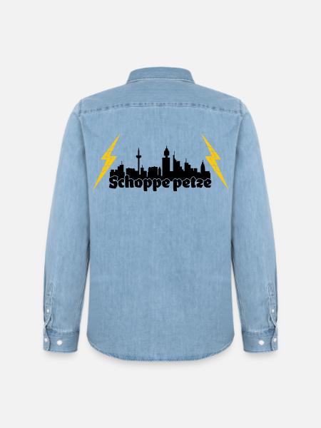 Schoppe petze ffm skyline - Männer Jeanshemd Organic von Stanley/Stella - verwaschenes Hellblau