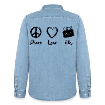 Ich liebe die 80er - Männer Jeanshemd Organic von Stanley/Stella - verwaschenes Hellblau - Hinten - AI Model Male 185 light (185cm)