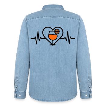 Spritz Herz Cocktail Aperitif - Männer Jeanshemd Organic von Stanley/Stella - verwaschenes Hellblau - Hinten - AI Model Male 185 light (185cm)